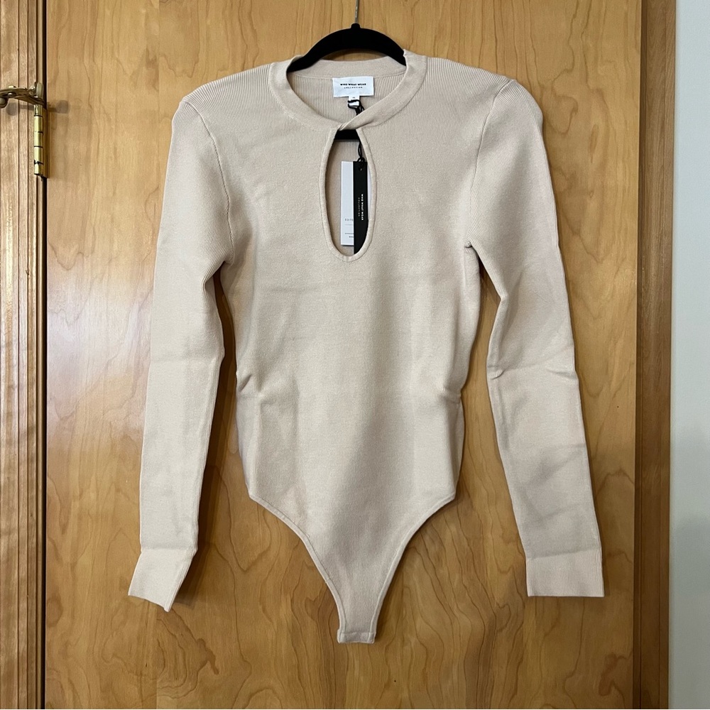 NWT Sasha Cutout Bodysuit Sweater in Cream